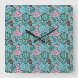 Fruit seamless pattern Fruit surface pattern 20 Square Wall Clock