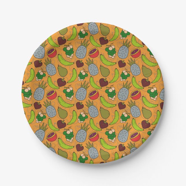 Fruit seamless pattern | Fruit surface pattern 23 Paper Plate (Front)