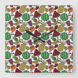 Fruit seamless pattern Fruit surface pattern 25 Square Wall Clock