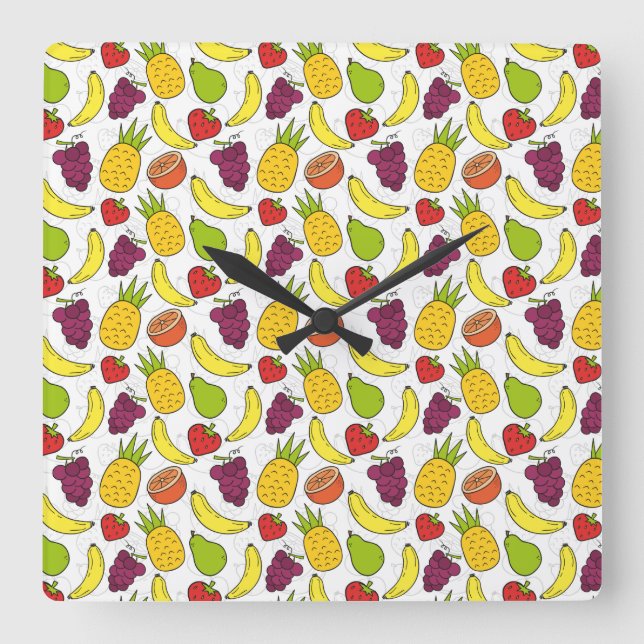Fruit seamless pattern | Fruit surface pattern 27 Square Wall Clock (Front)