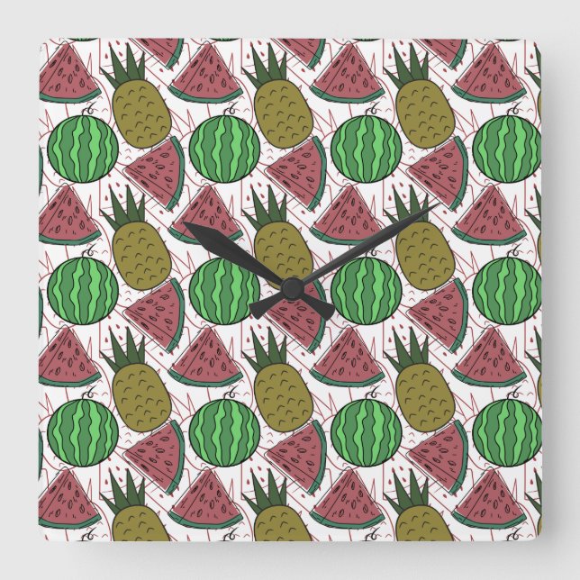 Fruit seamless pattern | Fruit surface pattern 35 Square Wall Clock (Front)