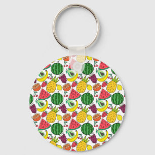 Fruit seamless pattern Fruit surface pattern 37 Key Ring