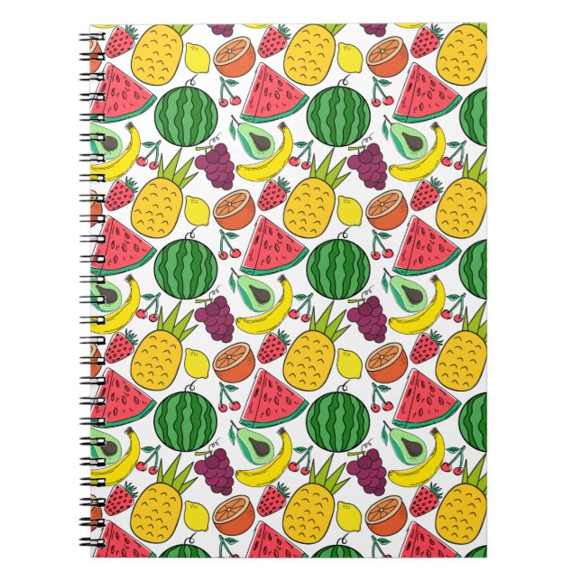 Fruit seamless pattern | Fruit surface pattern 37 Notebook (Front)