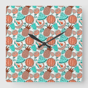 Fruit seamless pattern   Fruit surface pattern 39 Square Wall Clock