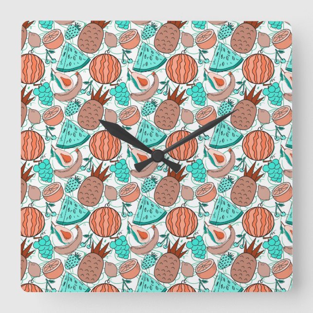 Fruit seamless pattern | Fruit surface pattern 39 Square Wall Clock (Front)
