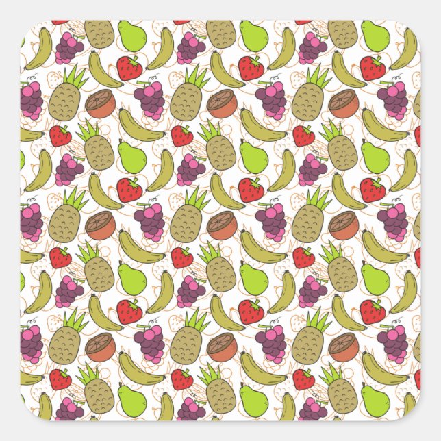 Fruit seamless pattern | Fruit surface pattern 49 Square Sticker (Front)