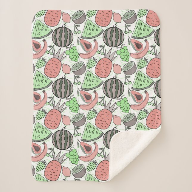 Fruit seamless pattern | Fruit surface pattern 53 Sherpa Blanket (Front)