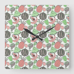 Fruit seamless pattern   Fruit surface pattern 53 Square Wall Clock