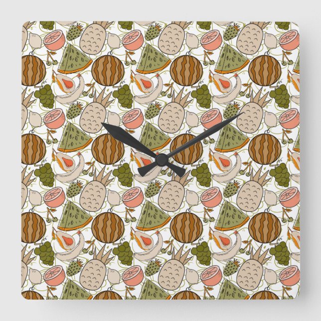 Fruit seamless pattern | Fruit surface pattern 54 Square Wall Clock (Front)