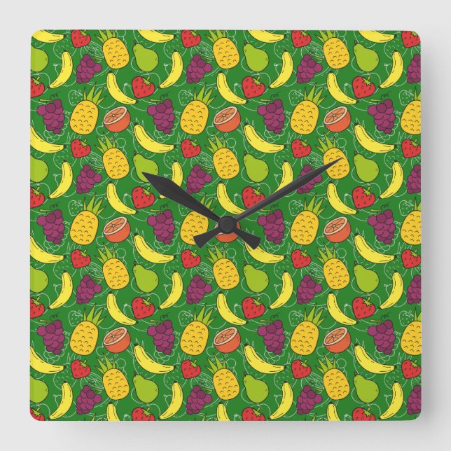 Fruit seamless pattern | Fruit surface pattern 7 Square Wall Clock (Front)