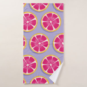 Fruit seamless pattern, grapefruit slices with sha bath towel