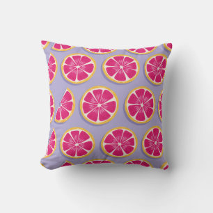 Fruit seamless pattern, grapefruit slices with sha cushion