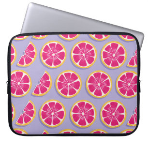 Fruit seamless pattern, grapefruit slices with sha laptop sleeve