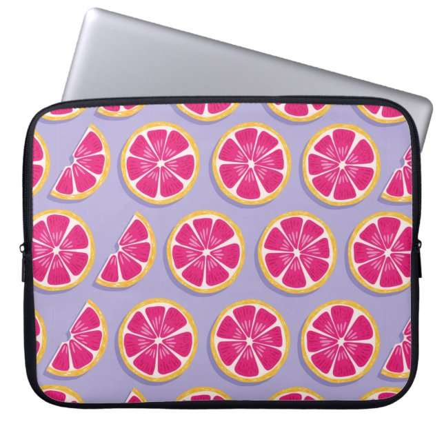 Fruit seamless pattern, grapefruit slices with sha laptop sleeve (Front)