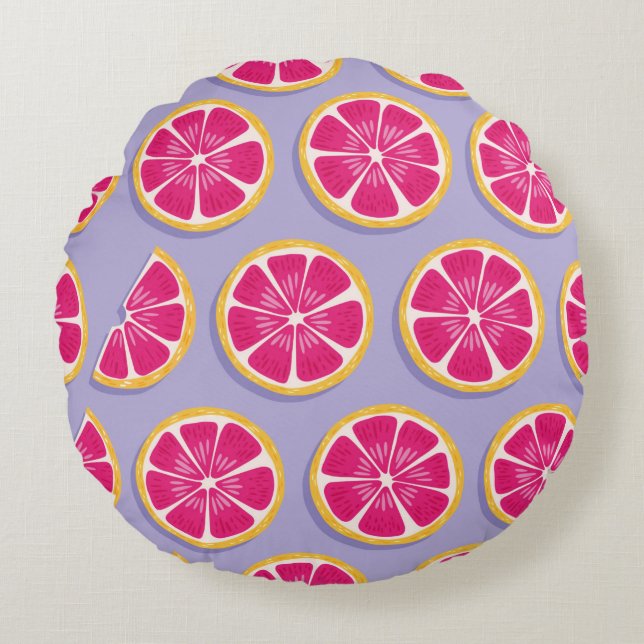 Fruit seamless pattern, grapefruit slices with sha round cushion (Front)