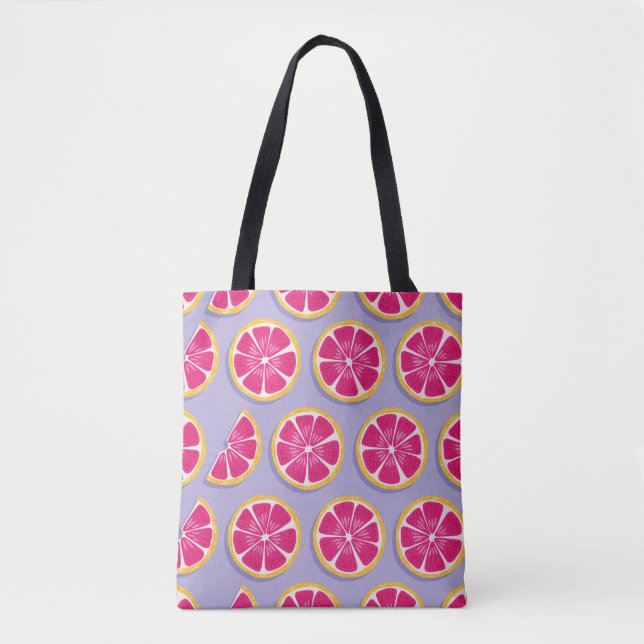 Fruit seamless pattern, grapefruit slices with sha tote bag (Front)