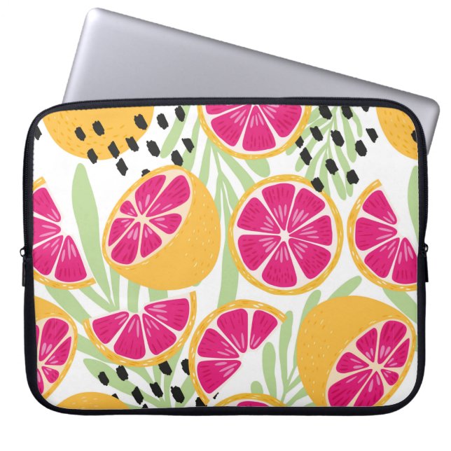 Fruit seamless pattern, grapefruit with tropical l laptop sleeve (Front)