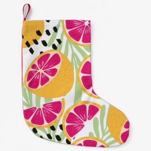 Fruit seamless pattern, grapefruit with tropical l small christmas stocking