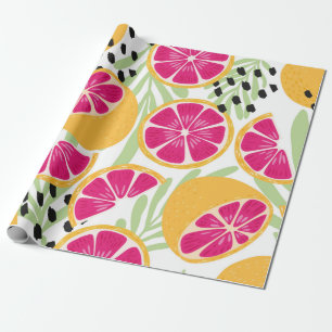 Fruit seamless pattern, grapefruit with tropical l wrapping paper