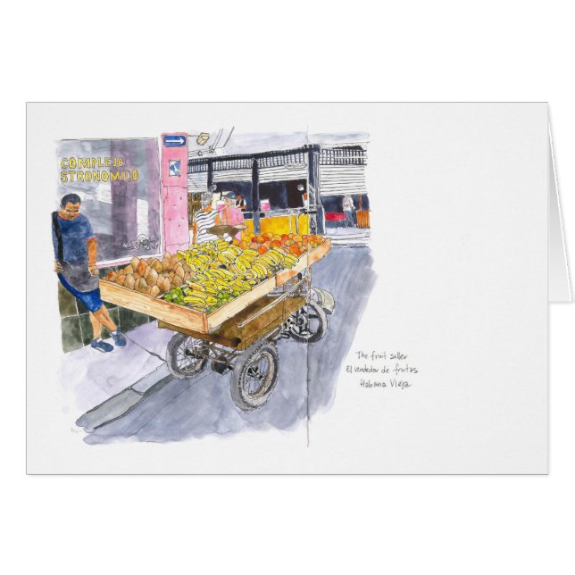 Fruit Seller in Old Havana, Cuba note card (Front Horizontal)