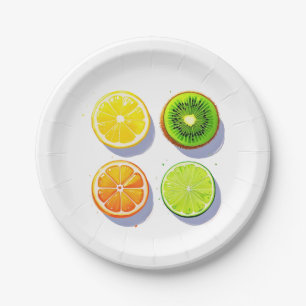 Fruit Slices Pop Art Paper Plate
