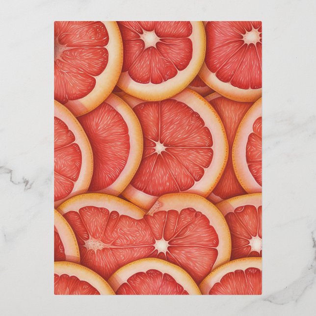 Fruit Slices Seamless Patterns Foil Holiday Postcard (Front)