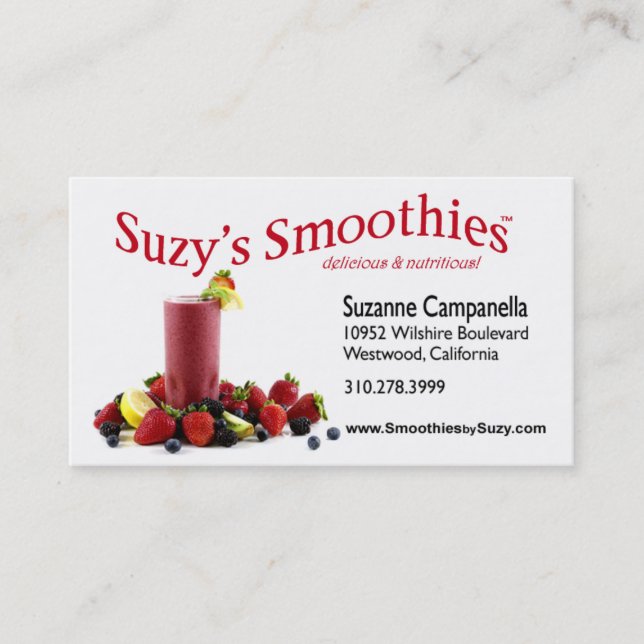 Fruit Smoothies Nutritionist Food Coach Business Card (Front)