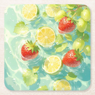 Fruit Splash Square Paper Coaster