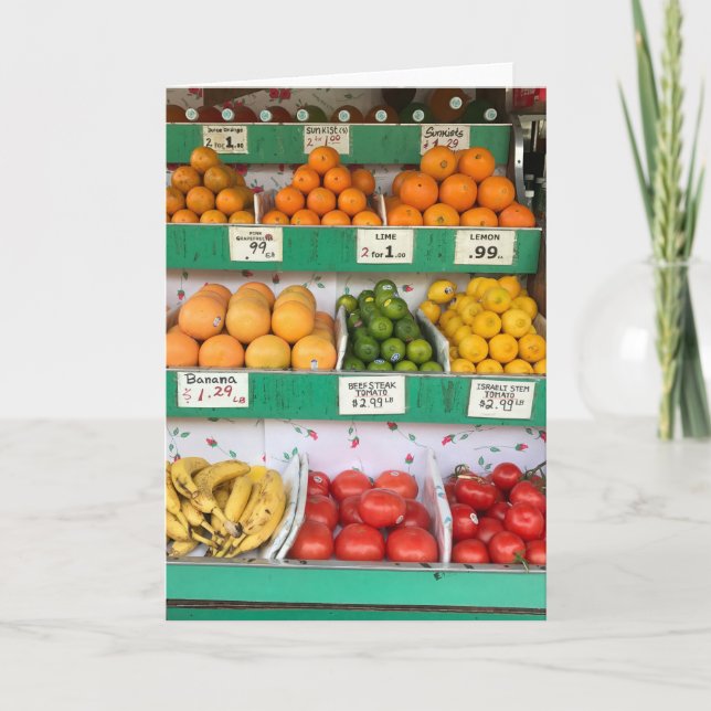 Fruit Stand, Columbus Avenue, New York City, NYC Card (Front)