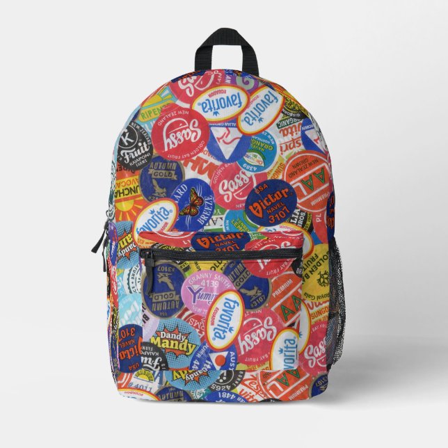 Fruit Sticker Montage Pattern Printed Backpack (Front)