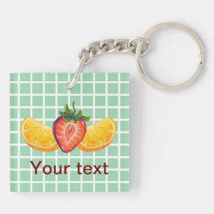 Fruit, Strawberry, orange Key Ring