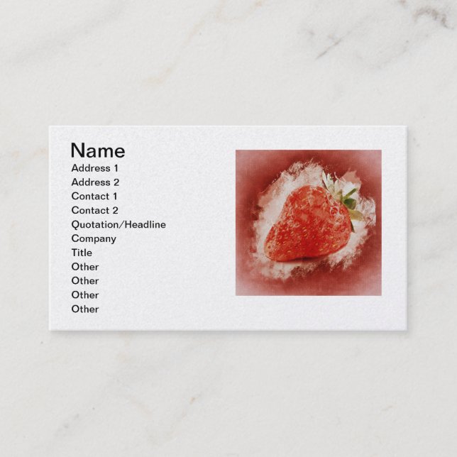 fruit strawberry vines leaf splash pattern office business card (Front)