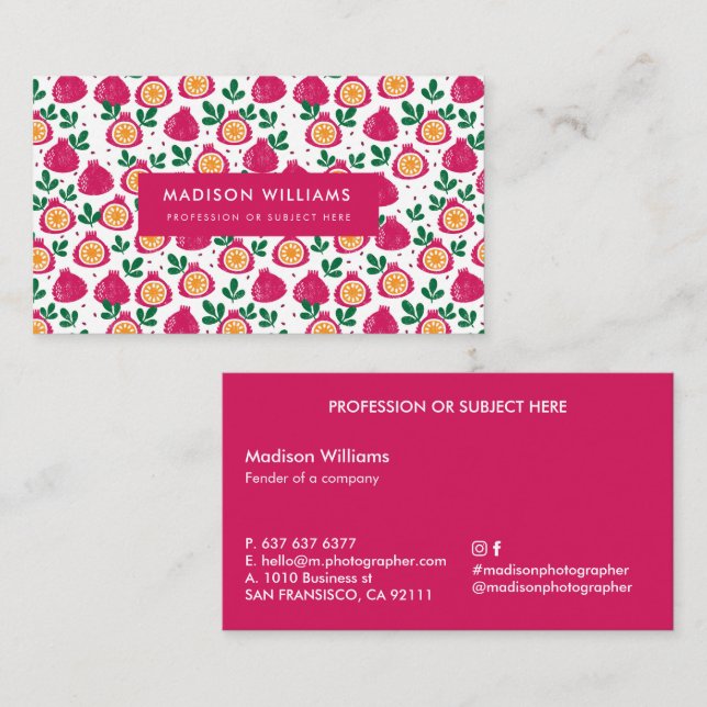 Fruit Stylish Trendy Modern Business Business Card (Front/Back)