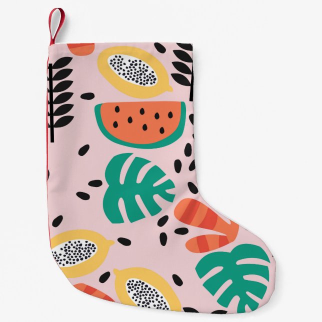 Fruit Stylish: Vintage Pattern Design. Small Christmas Stocking (Front)