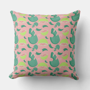 Fruit Summer Guava Pink Monstera Pattern Cushion