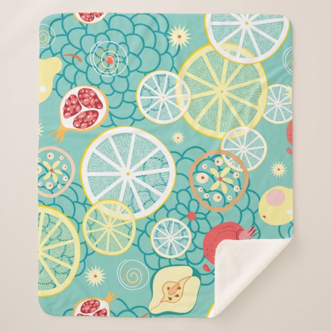 Fruit Texture, Vibrant Background. Sherpa Blanket (Front)