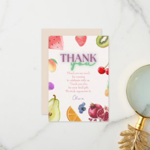 Fruit theme 2nd birthday  thank you card