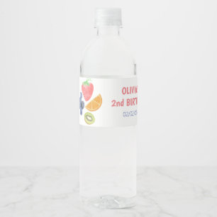 Fruit theme 2nd birthday  water bottle label