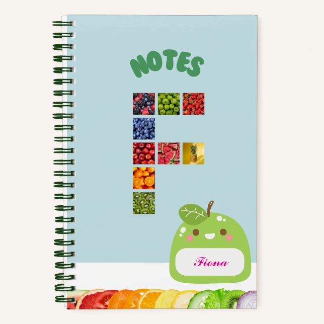 Fruit Theme – Personalised Initial F Notebook (Front)