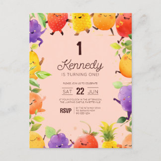 Fruit Themed Birthday Invite Postcard
