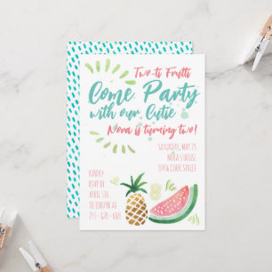 Fruit Themed Party Invite - Two Year Old Birthday 