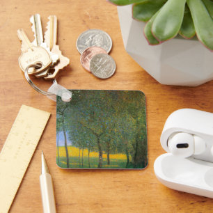 Fruit Trees by Gustav Klimt, Vintage Art Nouveau Key Ring