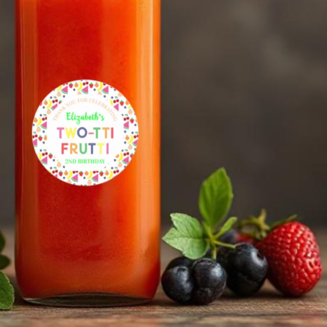 Fruit Two-tti Frutti 2nd Birthday Classic Round Sticker (Creator Uploaded)
