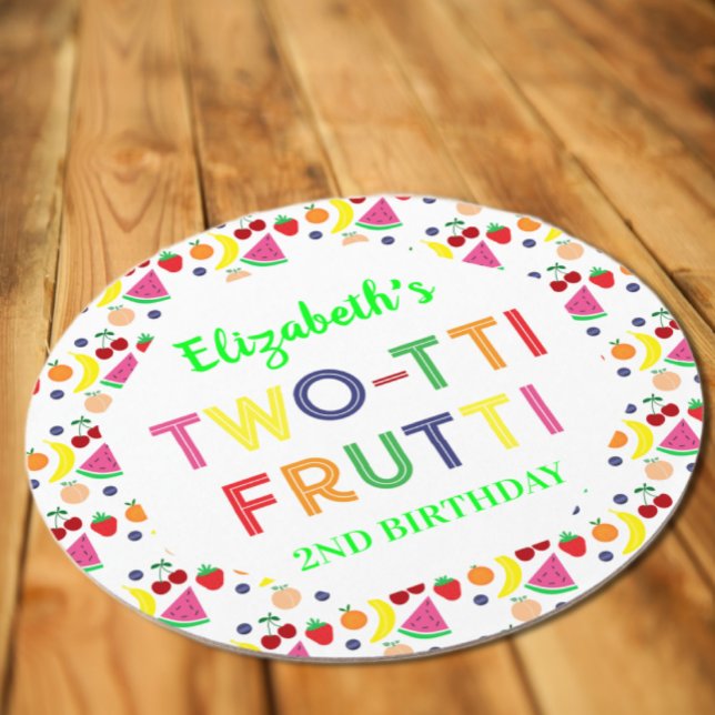 Fruit Two-tti Frutti 2nd Birthday Round Paper Coaster (Creator Uploaded)