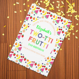 Fruit Two-tti Frutti 2nd Birthday Thank You Card