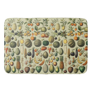 Fruit Vegetable Botanical Scientific Illustration Bath Mat