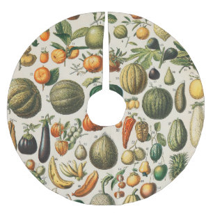Fruit Vegetable Botanical Scientific Illustration Brushed Polyester Tree Skirt