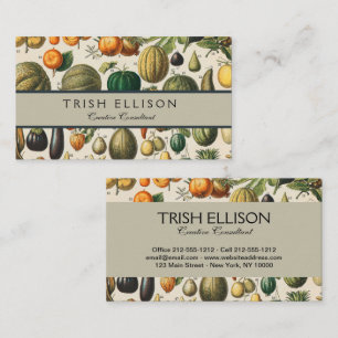 Fruit Vegetable Botanical Scientific Illustration Business Card