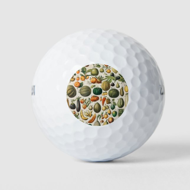 Fruit Vegetable Botanical Scientific Illustration Golf Balls (Front)