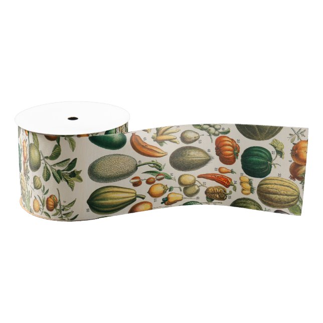 Fruit Vegetable Botanical Scientific Illustration Grosgrain Ribbon (Spool)